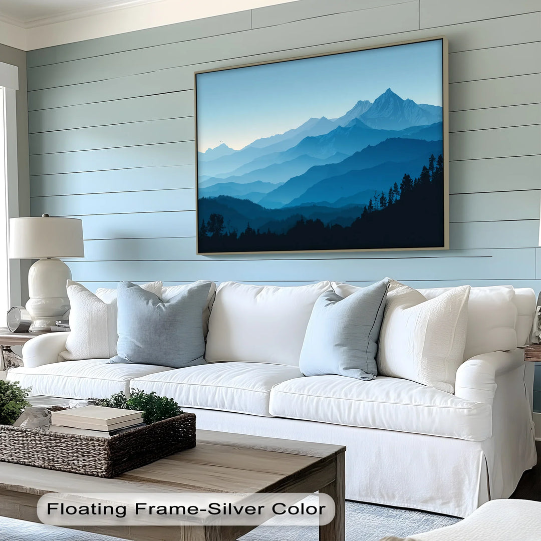 Tranquil Blue Horizons – Layered Mountain Landscape Canvas Print - MyPhotoStation