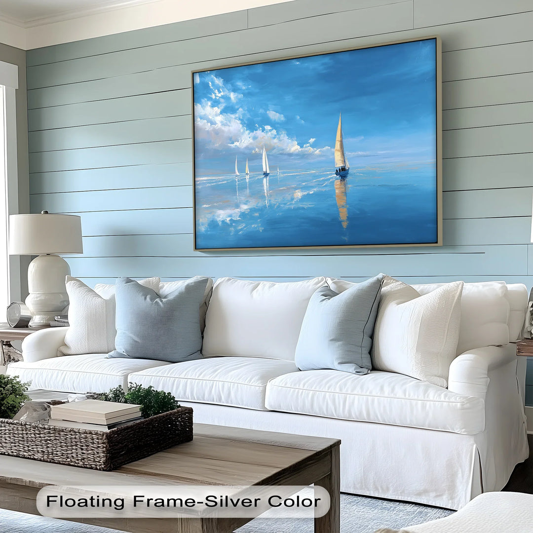 Tranquil Sailboats at Sea – Blue Ocean Canvas Print - MyPhotoStation