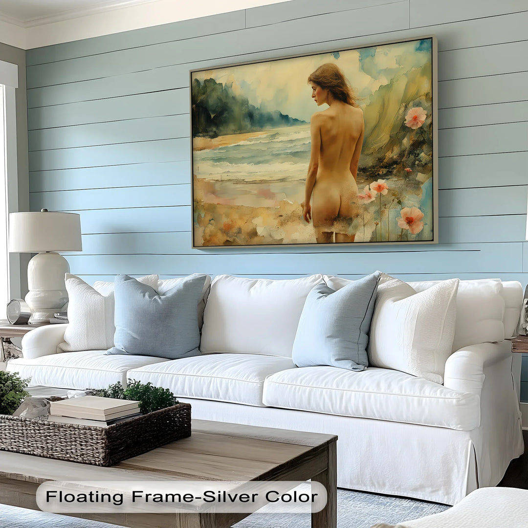 Whispers of the Shore – Dreamlike Nude by the Sea Canvas Print - MyPhotoStation