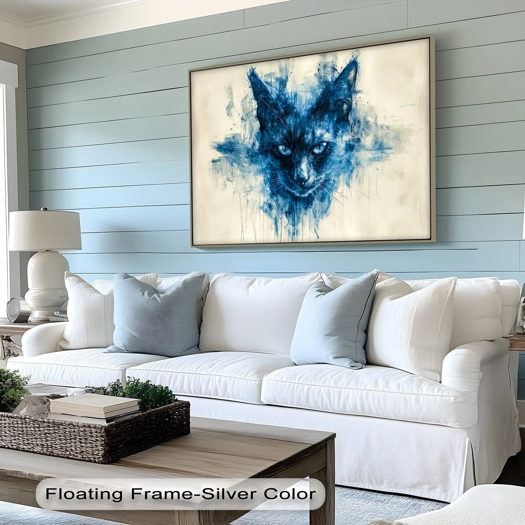 Mystic Blue Cat – Abstract Watercolor Canvas Print - MyPhotoStation