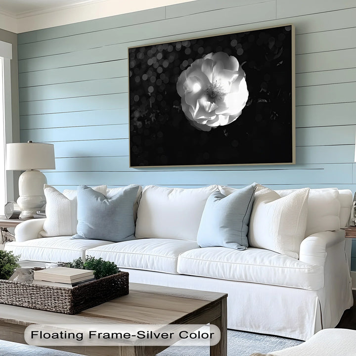 Luminous Bloom – White Rose in Darkness Canvas Print - MyPhotoStation