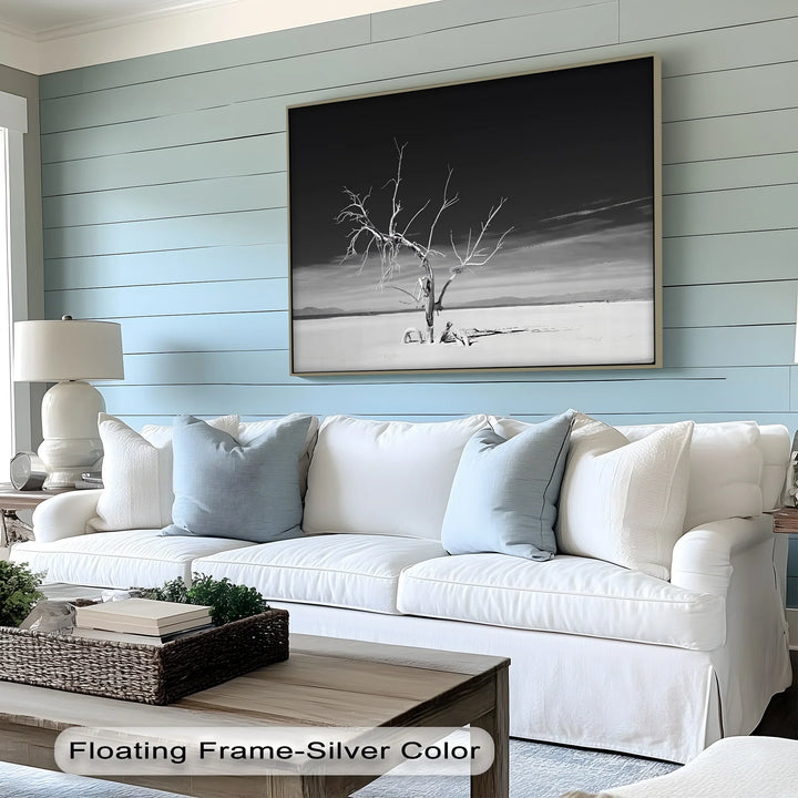 Solitary Resilience – Black and White Desert Tree Canvas Print - MyPhotoStation