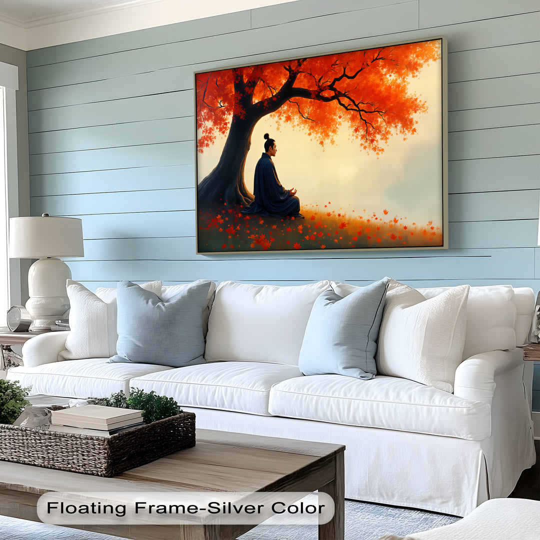 Samurai Meditation Under Maple Tree - Canvas Wall Art | Canvas Prints