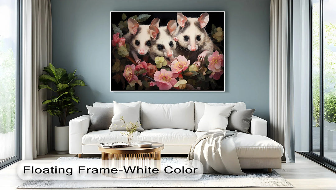 Curious Possum Trio Among Blossoms – Animal Canvas Print - MyPhotoStation