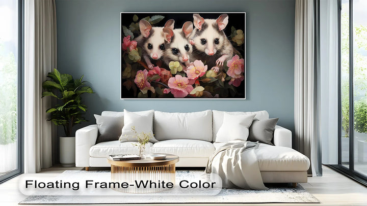 Curious Possum Trio Among Blossoms – Animal Canvas Print - MyPhotoStation