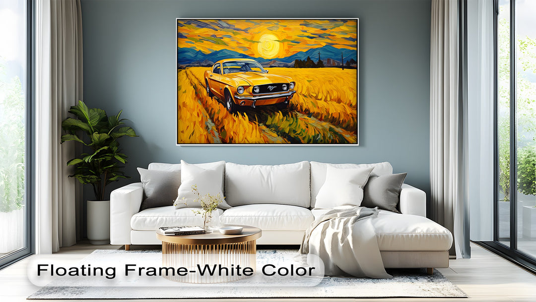 Golden Mustang Drive – Car Canvas Print