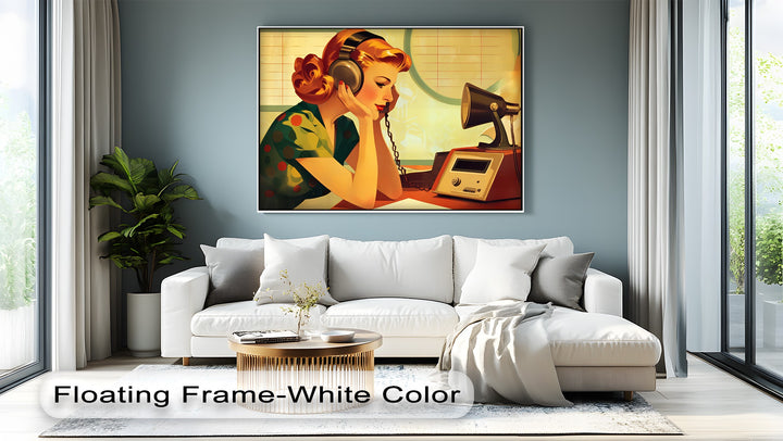 Echoes of Elegance – Retro Radio Lady Canvas Print