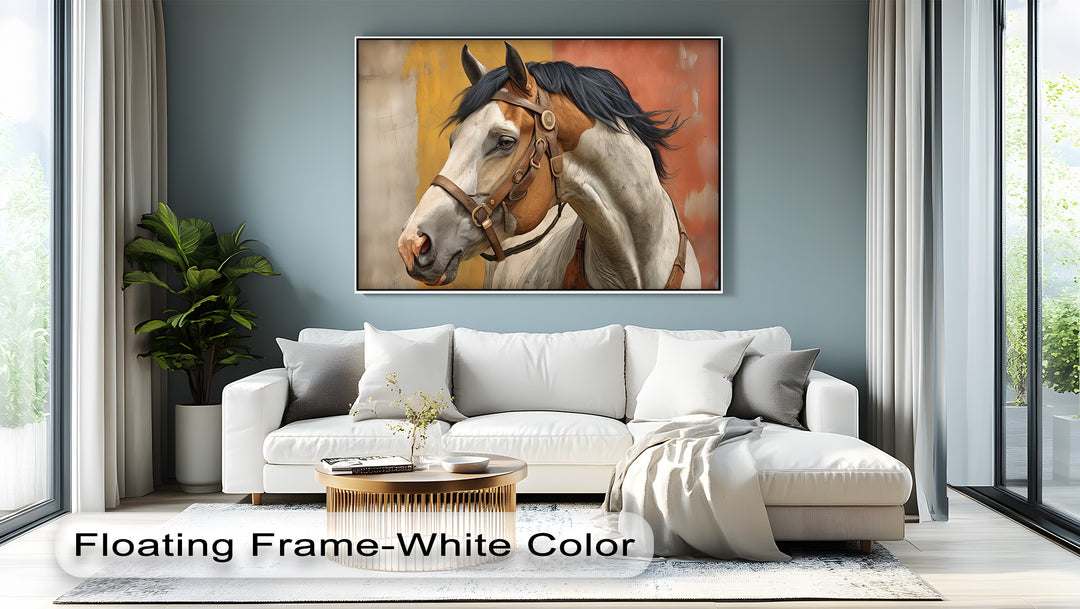 Western Spirit – Brown and White Horse Portrait Canvas Print