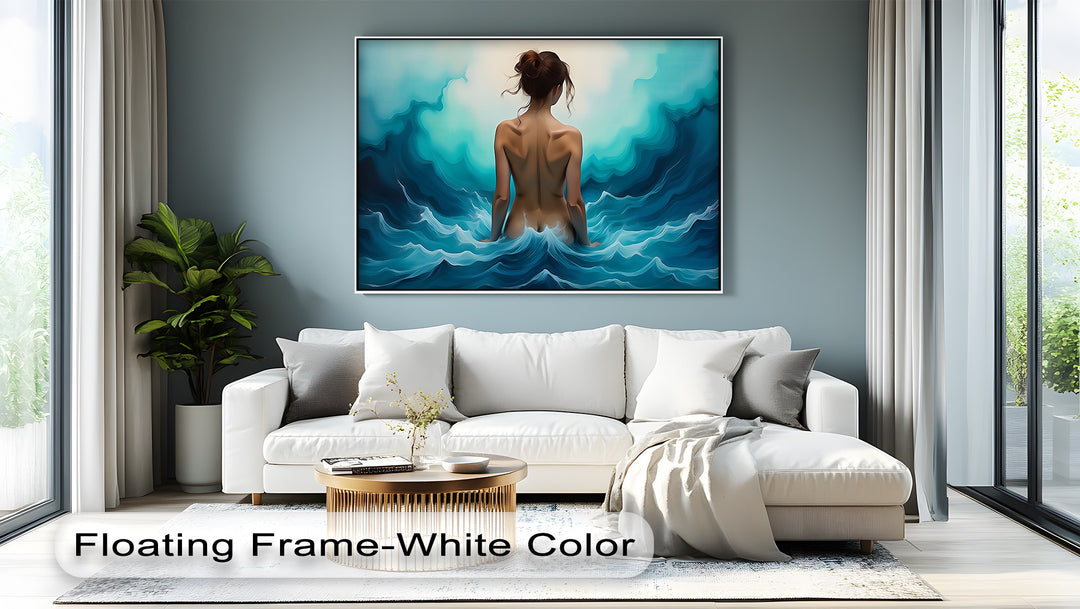 Emerald Tide Nude Woman Back – Erotic Canvas Wall Art | Large Canvas