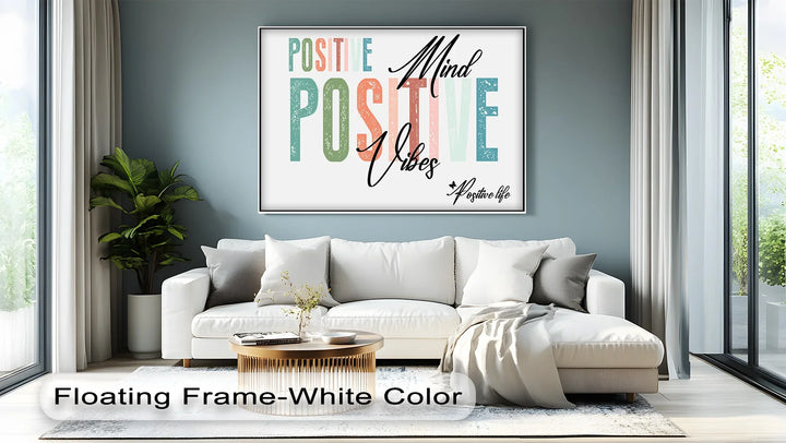 Positive Vibes – Colorful Affirmation Typography Canvas Print