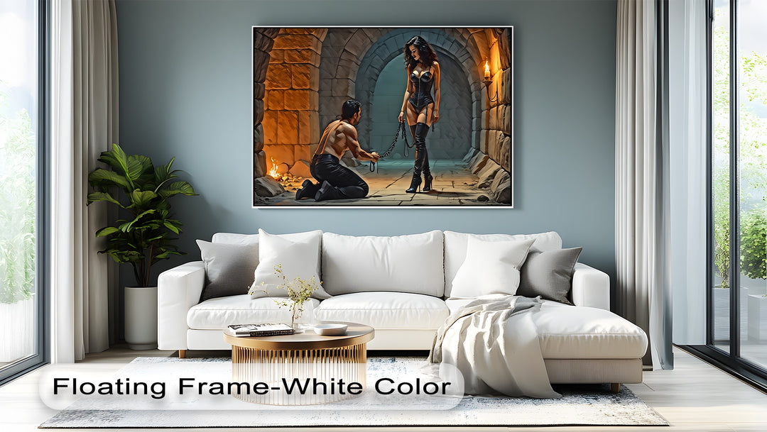 Kneel for Her – BDSM Erotic Canvas Wall Art | Nude Artwork