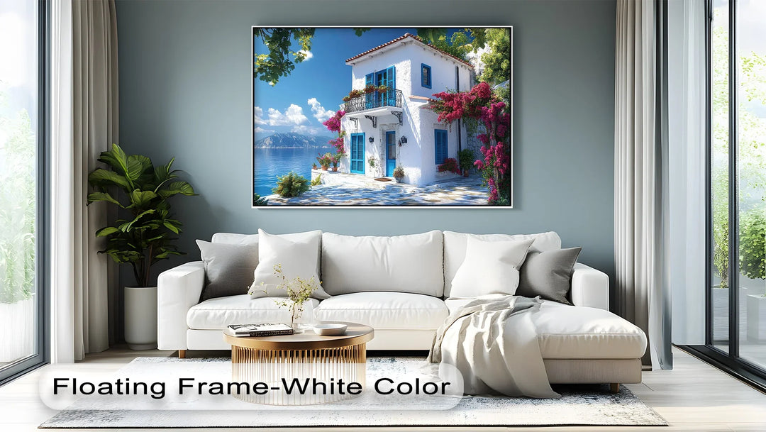 Coastal House with Flowers - Landscape Canvas Print