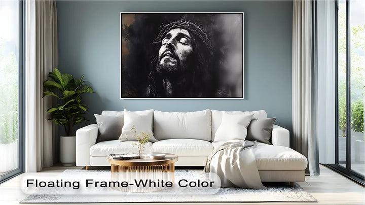 Crown of Suffering – Jesus in Agony Black and White Canvas Print - MyPhotoStation