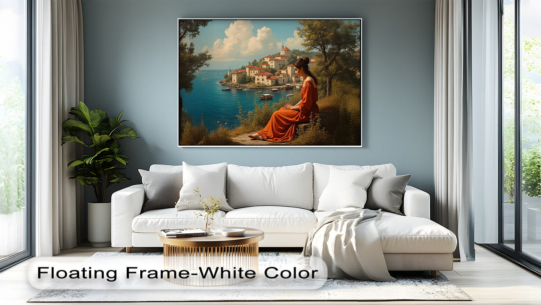 Mediterranean Muse – Seaside Village Canvas Wall Art | Large Canvas Art
