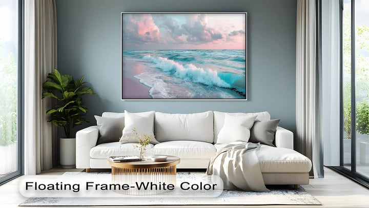 Cotton Candy Sky Over Ocean Waves – Tranquil Seaside Canvas Print - MyPhotoStation