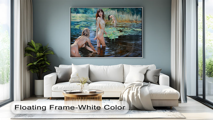 Water Lilies and Whispers – Nude Erotic Canvas Wall Art | Sexy Art