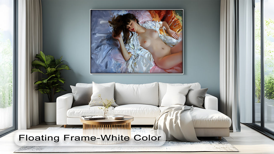 Velvet Slumber – Nude Sleeping Woman Canvas Wall Art | Naked Art