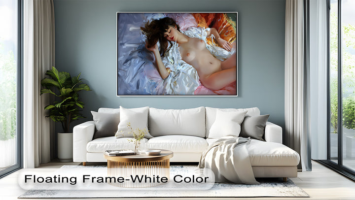 Velvet Slumber – Nude Sleeping Woman Canvas Wall Art | Naked Art