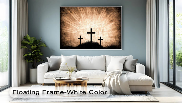 Three Crosses at Calvary – Rustic Faith Canvas Print