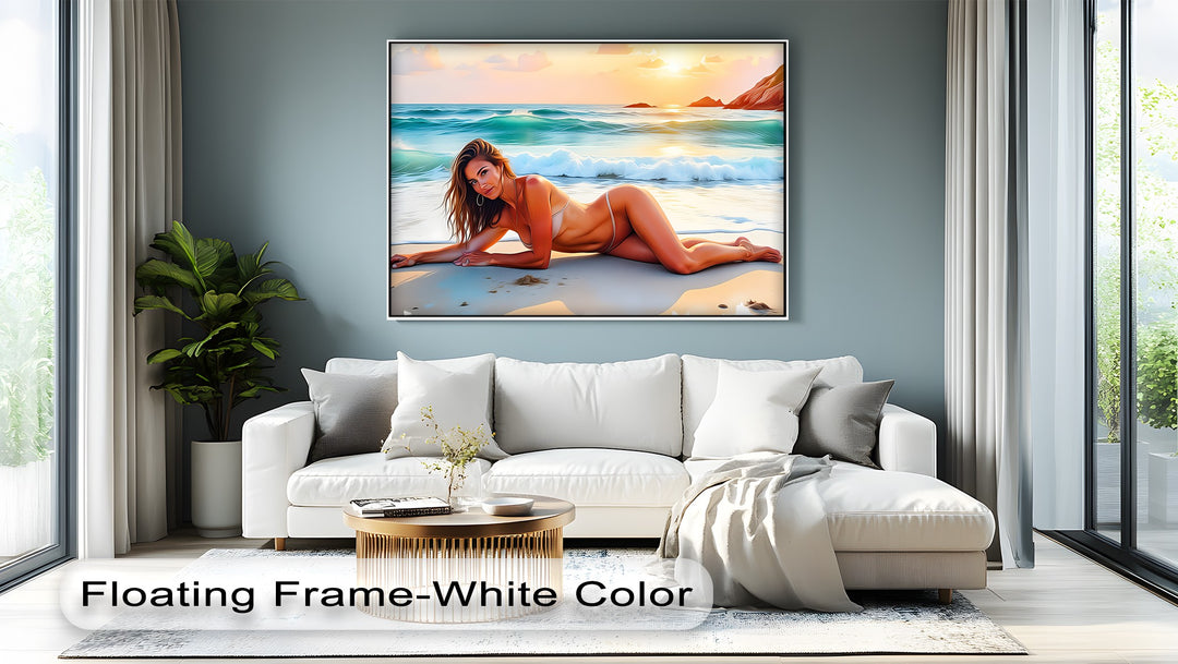 Sensual Bikini Beach Scene - Erotic Canvas Wall Art | Sexy Art