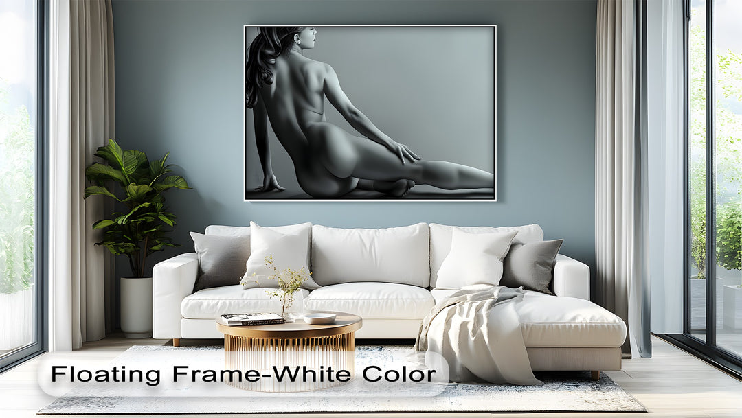 Sculpted Shadows – Black Abstract Framed Canvas Print | Sexy Art