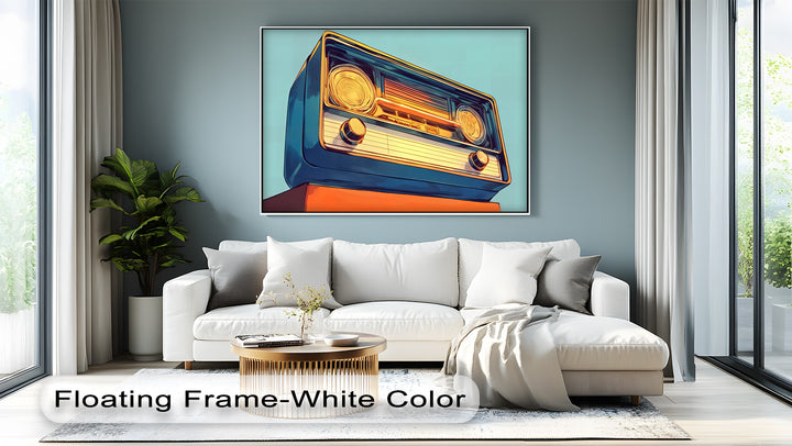 Sunwave Tuner – Retro Blue and Orange Radio Canvas Print