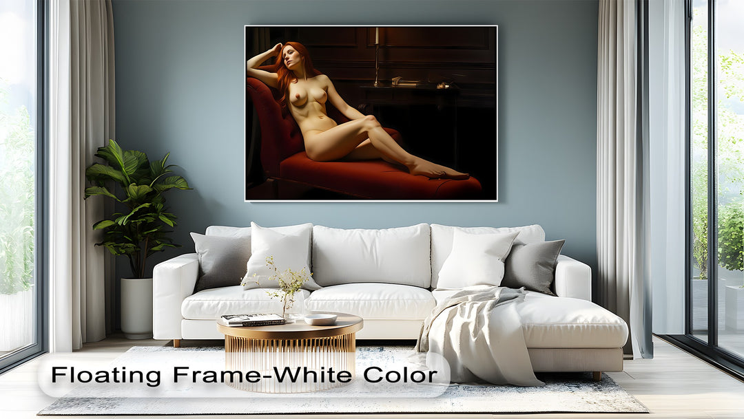 Velvet Reverie – Nude Redhead Erotic Canvas Wall Art | Naked Art