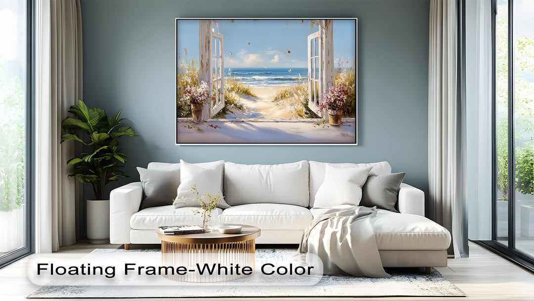 Golden Dune Escape – Seaside Window View Canvas Print