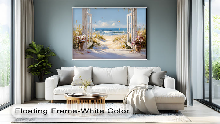 Golden Dune Escape – Seaside Window View Canvas Print