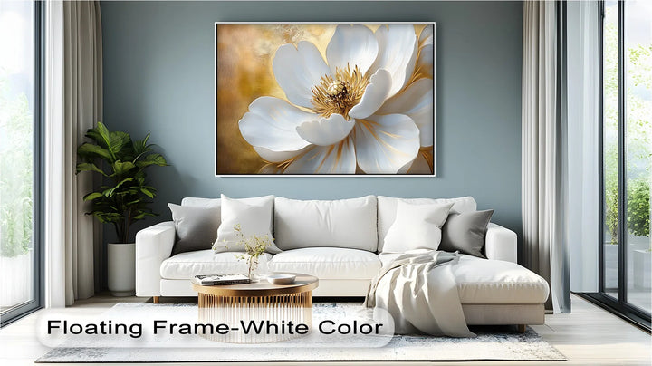 Golden Bloom – White Petal Canvas Print - MyPhotoStation