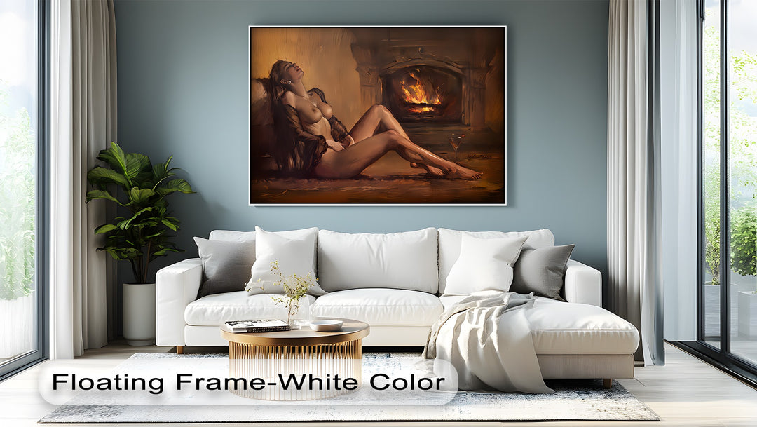 Ember Desire – Erotic Fireplace Nude Canvas Wall Art | Biggest Canvas