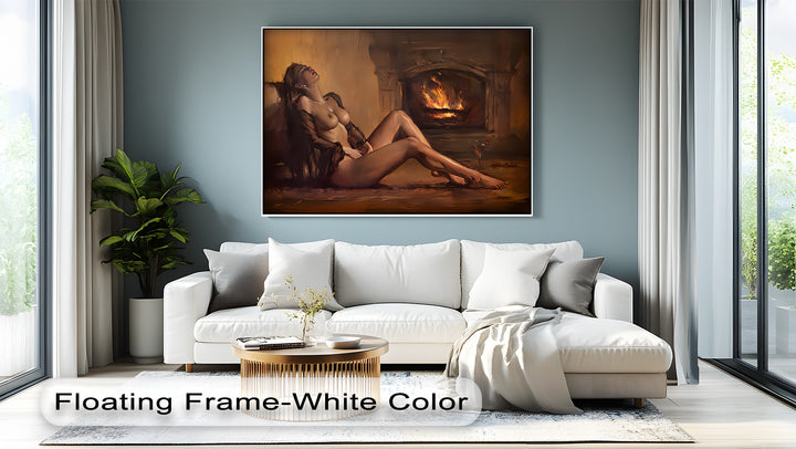 Ember Desire – Erotic Fireplace Nude Canvas Wall Art | Biggest Canvas