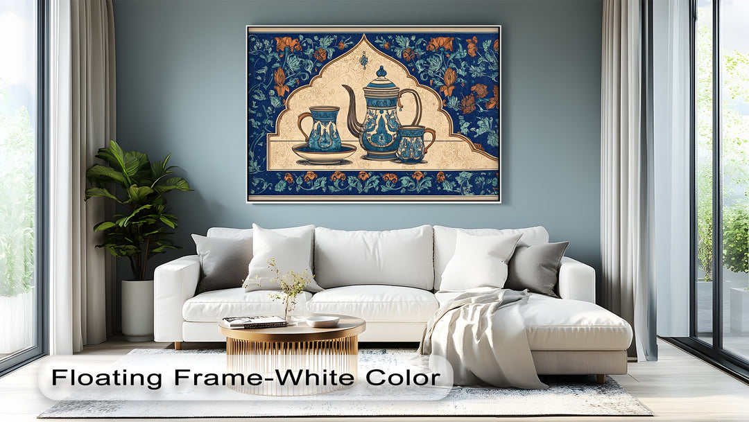 Ornate Blue Tea Set – Persian Canvas Print