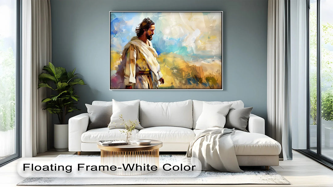 Solitude in Spirit – Abstract Jesus in the Wilderness Canvas Print