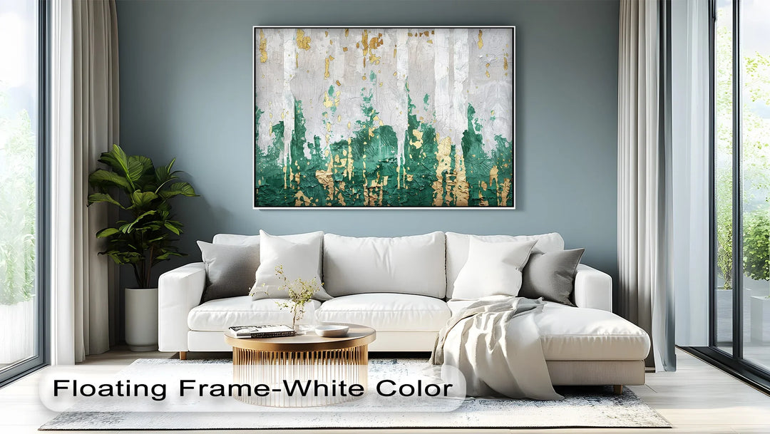 Emerald Fragmentation – Abstract Green and Gold Canvas Print - MyPhotoStation