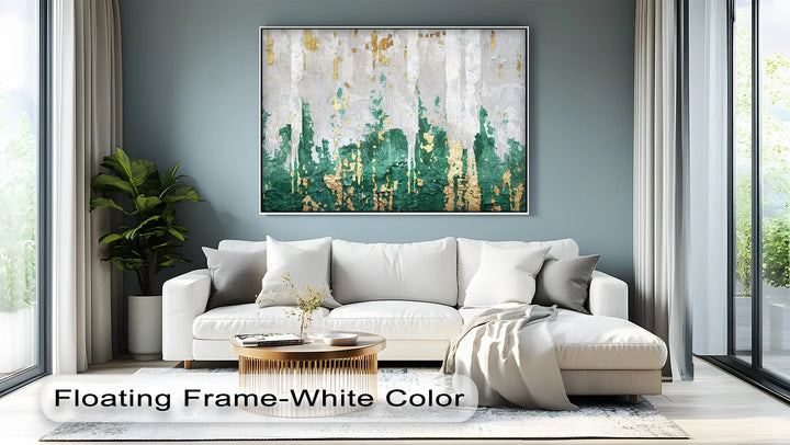 Emerald Fragmentation – Abstract Green and Gold Canvas Print - MyPhotoStation