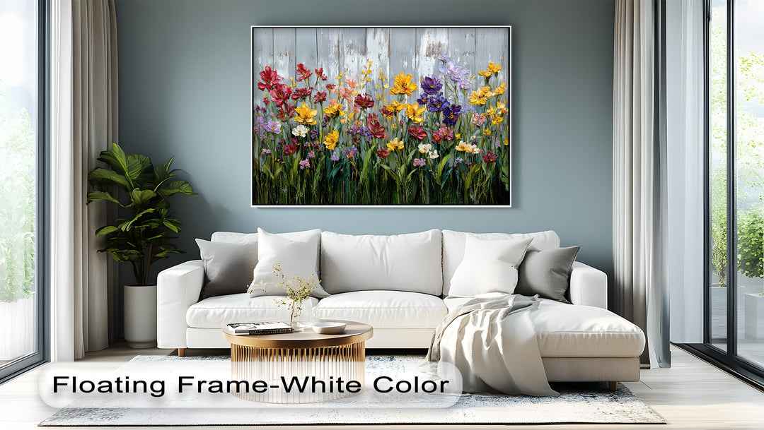 Wild Garden Symphony – Rustic Fence Flower Canvas Print