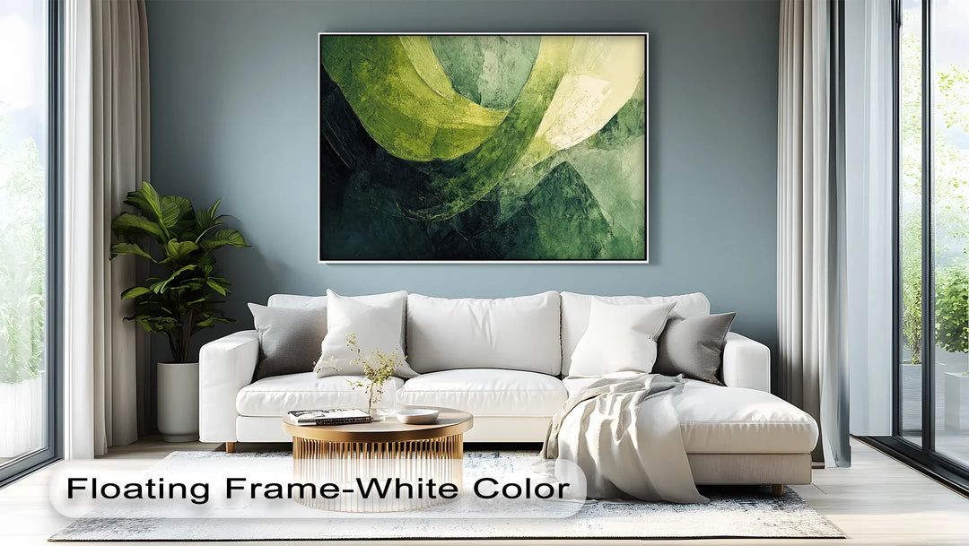 Verdant Sweep – Abstract Green Brushstroke Canvas Print - MyPhotoStation