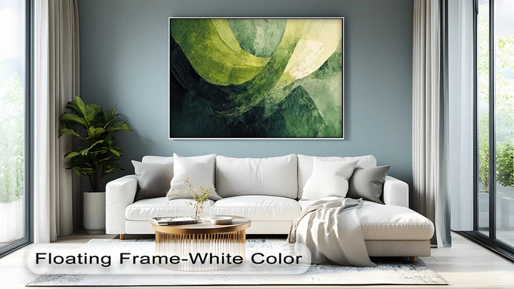 Verdant Sweep – Abstract Green Brushstroke Canvas Print - MyPhotoStation