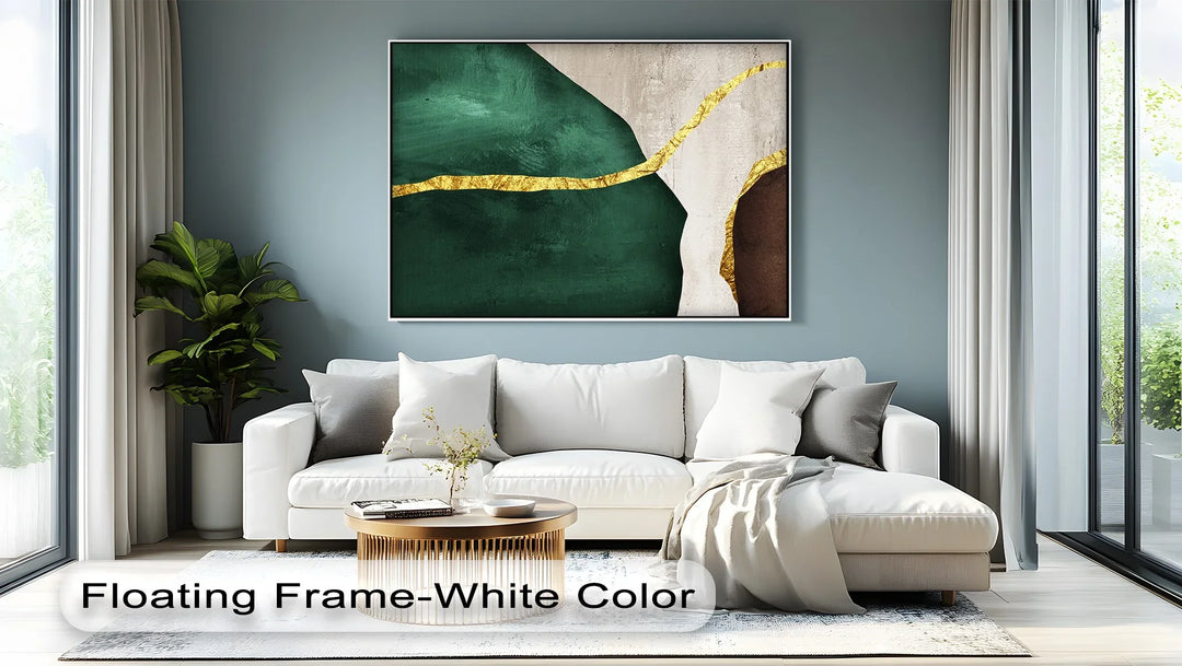 Emerald Divide – Abstract Green and Gold Canvas Print - MyPhotoStation