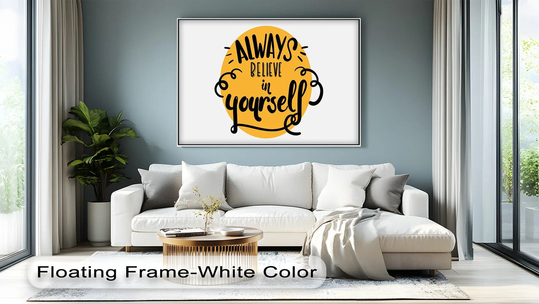 Always Believe in Yourself – Bright Yellow Motivational Canvas Print