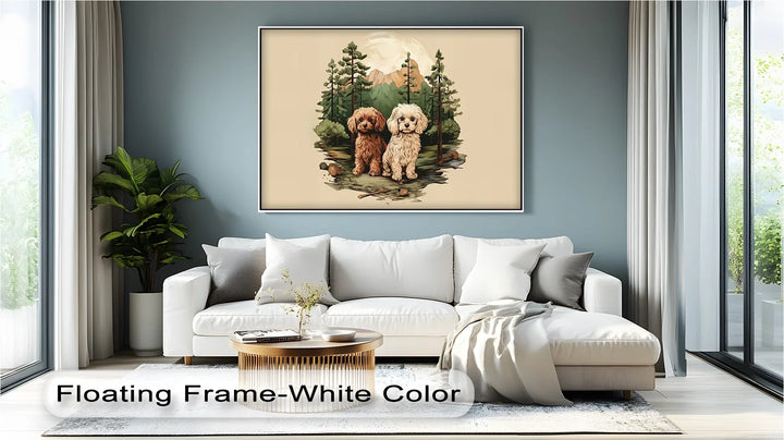 Wilderness Companions – Two Puppies in Forest Mountain Scene Canvas Print - MyPhotoStation
