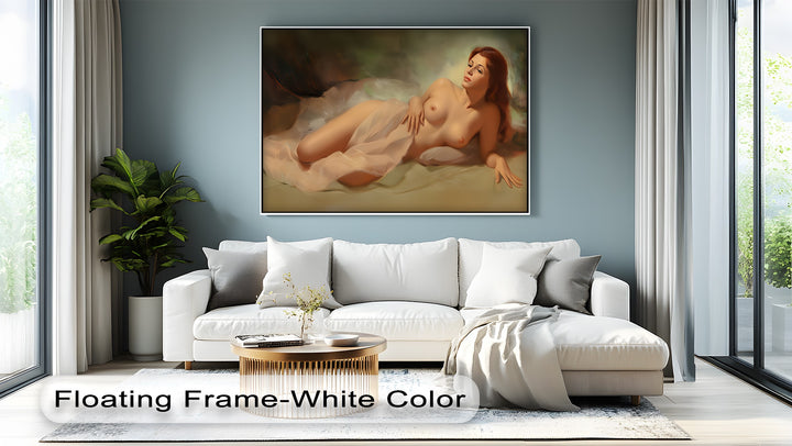 Golden Serenity – Reclining Nude Woman Canvas Wall Art | Big Canvas