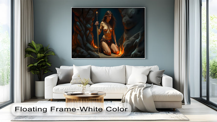 Flamebound Warrior – Fantasy Erotic Canvas Wall Art | Framed Art