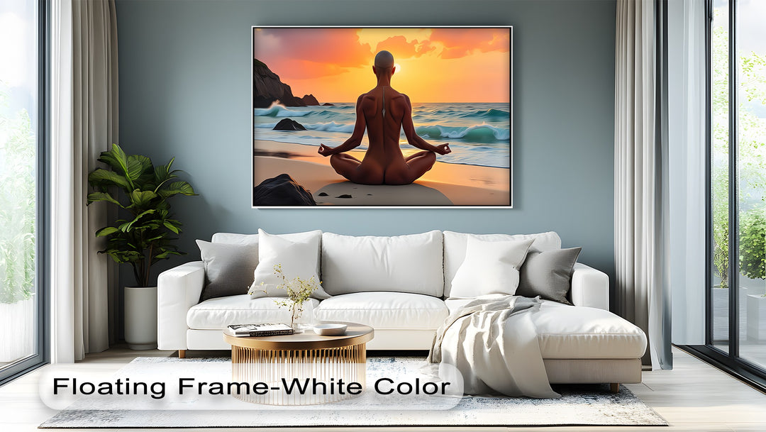 Sunset Zen – Nude Meditation Canvas Wall Art | Framed Artwork