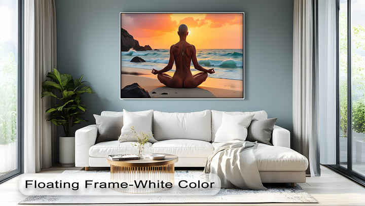 Sunset Zen – Nude Meditation Canvas Wall Art | Framed Artwork