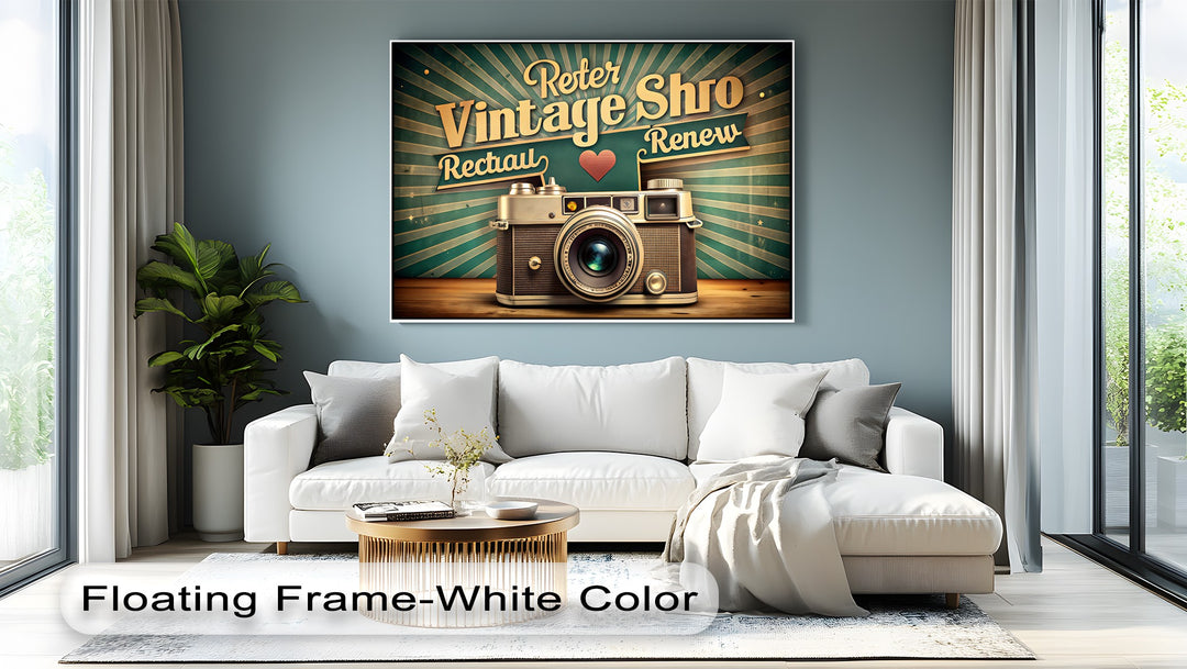 Vintage Camera with Radiant Typography - Retro Canvas Print