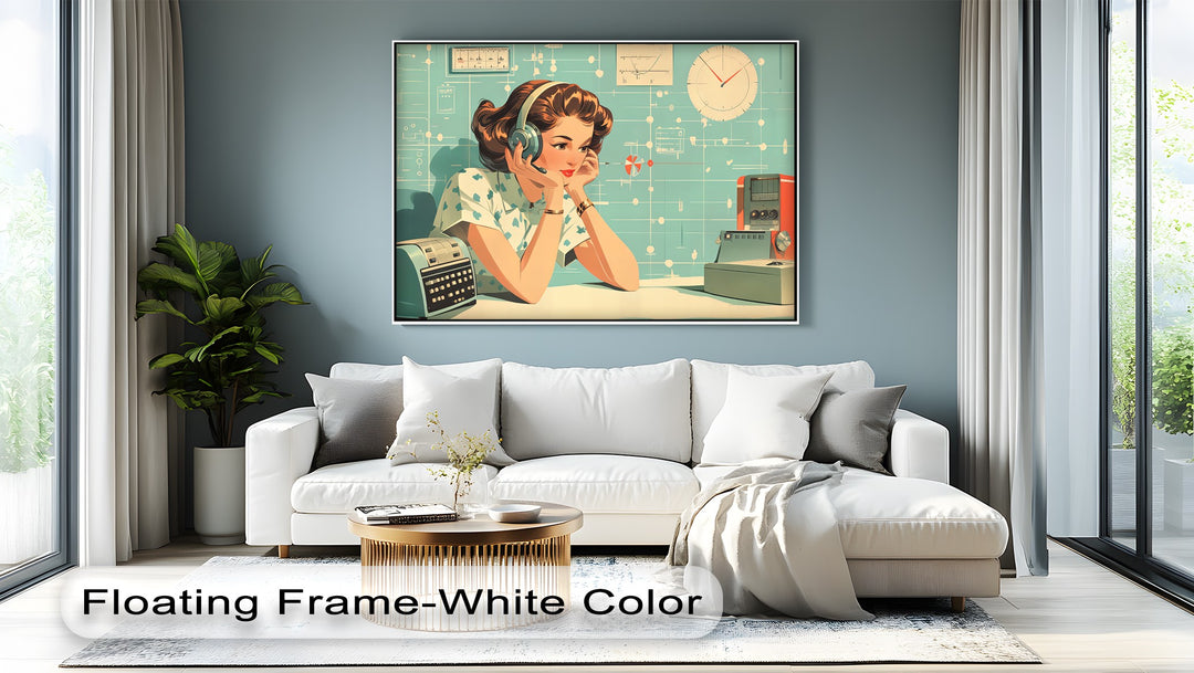 Atomic Signals – Retro Science Woman Canvas Print