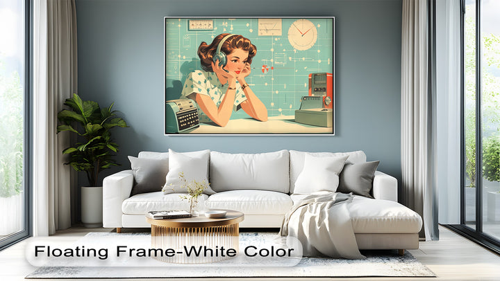 Atomic Signals – Retro Science Woman Canvas Print