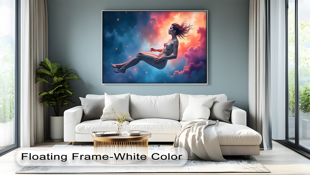 Floating Nude in Cosmos – Erotic Canvas Wall Art | Canvas Wall Decor